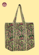Unlit Meadow Yellow Floral Quilted Cotton Tote Bag