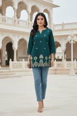 Royal Rust Traditional Print Short Kurti