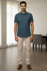 Arnav Teal Cotton Men’s Shirt