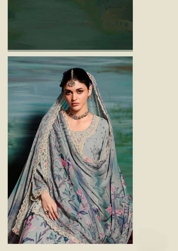 Noor-e-Lilac suit set with embroidered Dupatta
