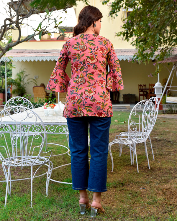 Rouge Handblock Short Kurta
