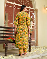 Yamna Yellow Hand Block Print Cotton Suit Set
