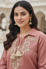 Classic Rose Festive Casual Short Kurti