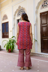 Pihu Handblock Floral Kurta and Pant Set(Plus Size)