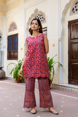 Pihu Handblock Floral Kurta and Pant Set
