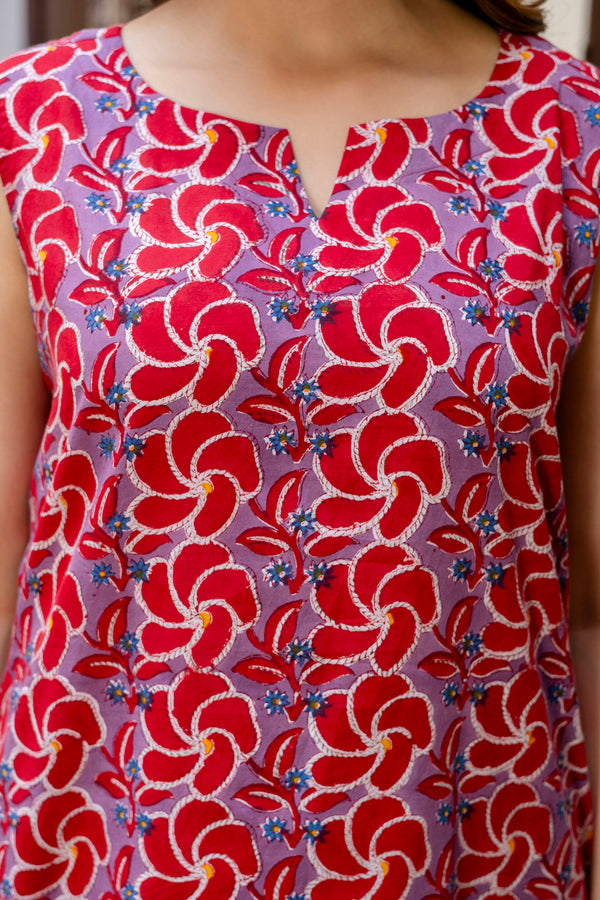 Pihu Handblock Floral Kurta and Pant Set