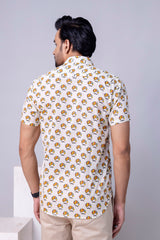 Aaru White Printed Cotton Men’s Shirt