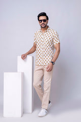 Aaru White Printed Cotton Men’s Shirt