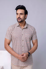 Iran White Printed Cotton Men’s Shirt