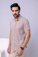 Iran White Printed Cotton Men’s Shirt