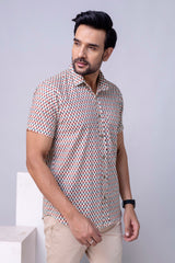 Iran White Printed Cotton Men’s Shirt