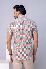 Iran White Printed Cotton Men’s Shirt