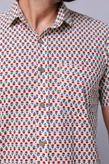 Iran White Printed Cotton Men’s Shirt