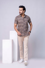 Abeer Brown Printed Cotton Men’s Shirt
