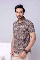 Abeer Brown Printed Cotton Men’s Shirt