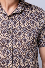 Abeer Brown Printed Cotton Men’s Shirt