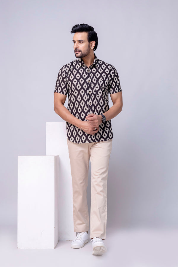 Tanish Black Printed Cotton Men’s Shirt