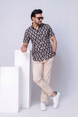 Tanish Black Printed Cotton Men’s Shirt