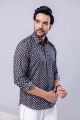 Rudra Black Printed Cotton Men’s Shirt