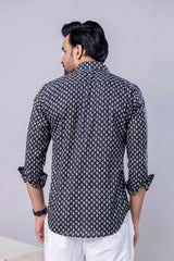Rudra Black Printed Cotton Men’s Shirt