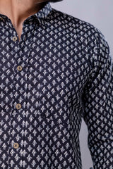 Rudra Black Printed Cotton Men’s Shirt
