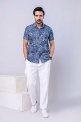 Marwar Blue Printed Cotton Men’s Shirt