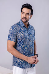Marwar Blue Printed Cotton Men’s Shirt