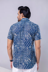 Marwar Blue Printed Cotton Men’s Shirt