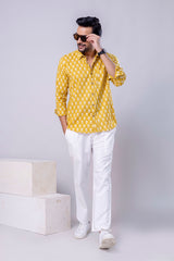 Pulkit Yellow Printed Cotton Men’s Shirt