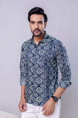 Rage Blue Printed Cotton Men’s Shirt