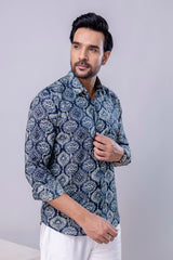Rage Blue Printed Cotton Men’s Shirt