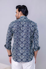 Rage Blue Printed Cotton Men’s Shirt