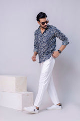 Rage Blue Printed Cotton Men’s Shirt