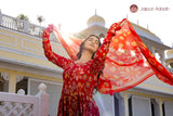 Zarika Floral Red Anarkali Suit Set with Digital Print Dupatta