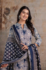 Zohra Blue Bloom Cotton Suit Set