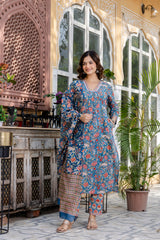 Neel Garden Cotton Handblock Printed Suit Set