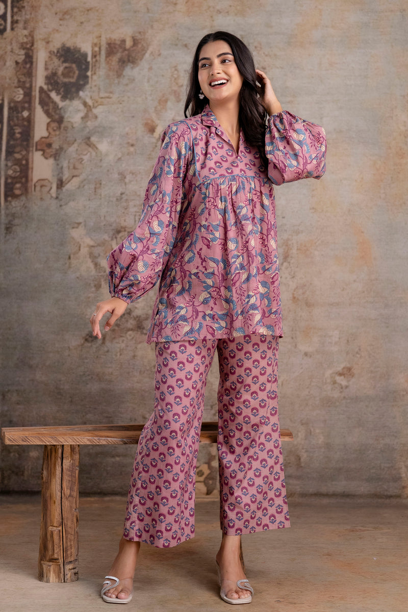 Lavni pink cotton co-ord set