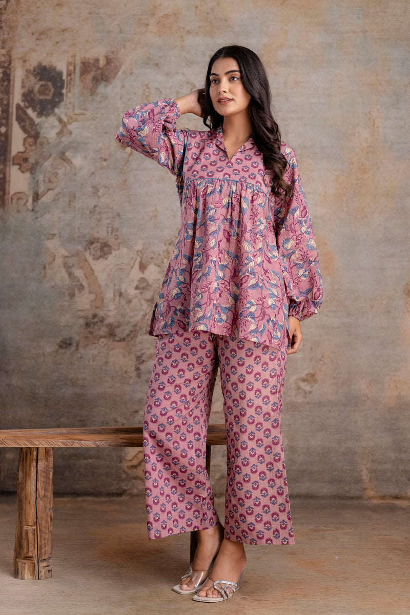 Lavni pink cotton co-ord set