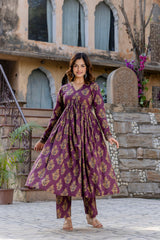 Roshni Purple Printed Suit Set