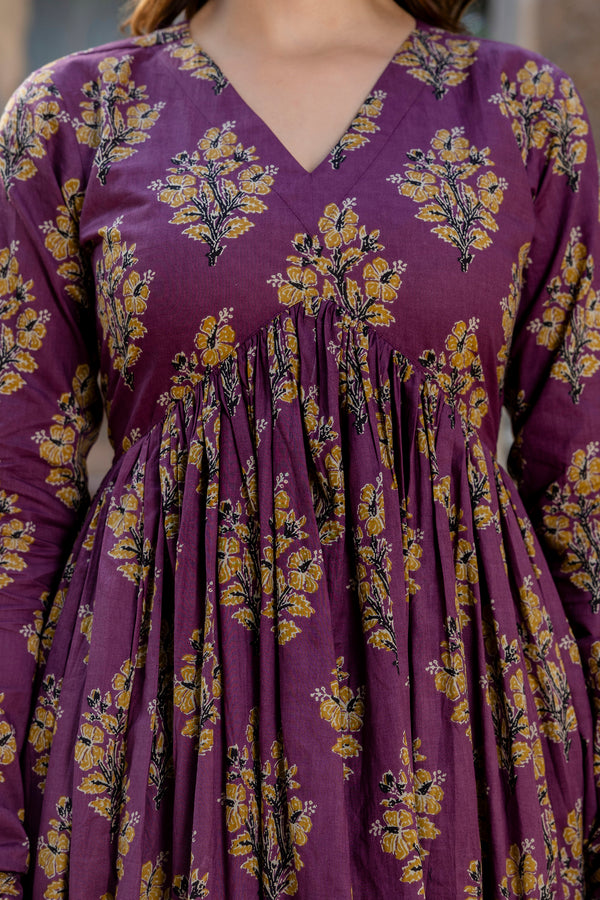 Roshni Purple Printed Suit Set( Plus size)