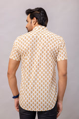 Aaron Mustard Printed Cotton Men’s Shirt