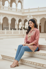 Classic Rose Festive Casual Short Kurti