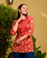 Ruby Handblock Short Kurta