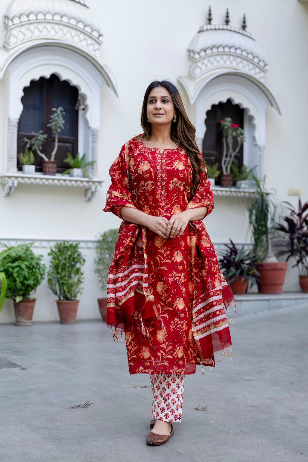 Gerua Color Gerua Chanderi Silk Suit with Handwork Detailing