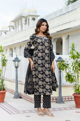Kal Black Dream Suit Set With Mul  Cotton Dupatta