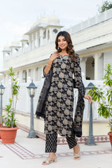 Kal Black Dream Suit Set With Mul  Cotton Dupatta