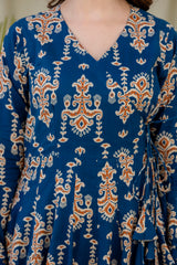 Noor-E-Neel Traditional Print Anarkali Kurta Pant only