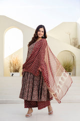 Nazakat Floral Anarkali Suit Set with Soft Chiffon Dupatta