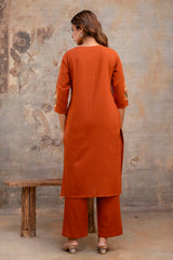 Sarang orange cotton co-ord set