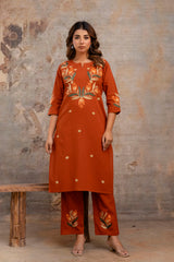 Sarang orange cotton co-ord set